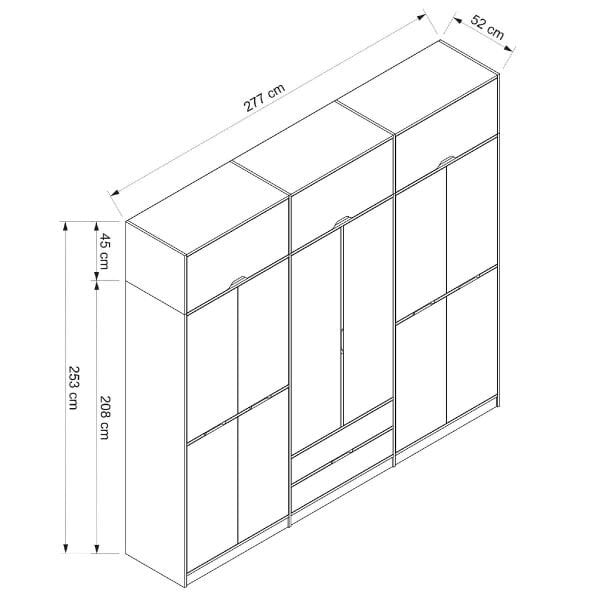 Elina 6 Kapaklı Dolap + Yüklük - Beyaz/Beyaz