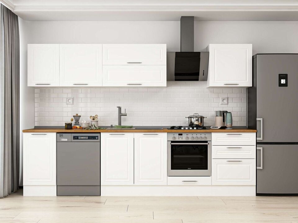 Alvinka 305X210 Cm Klasik Mebran Mutfak Dolabı Beyaz Beyaz M-E80S45S60-2