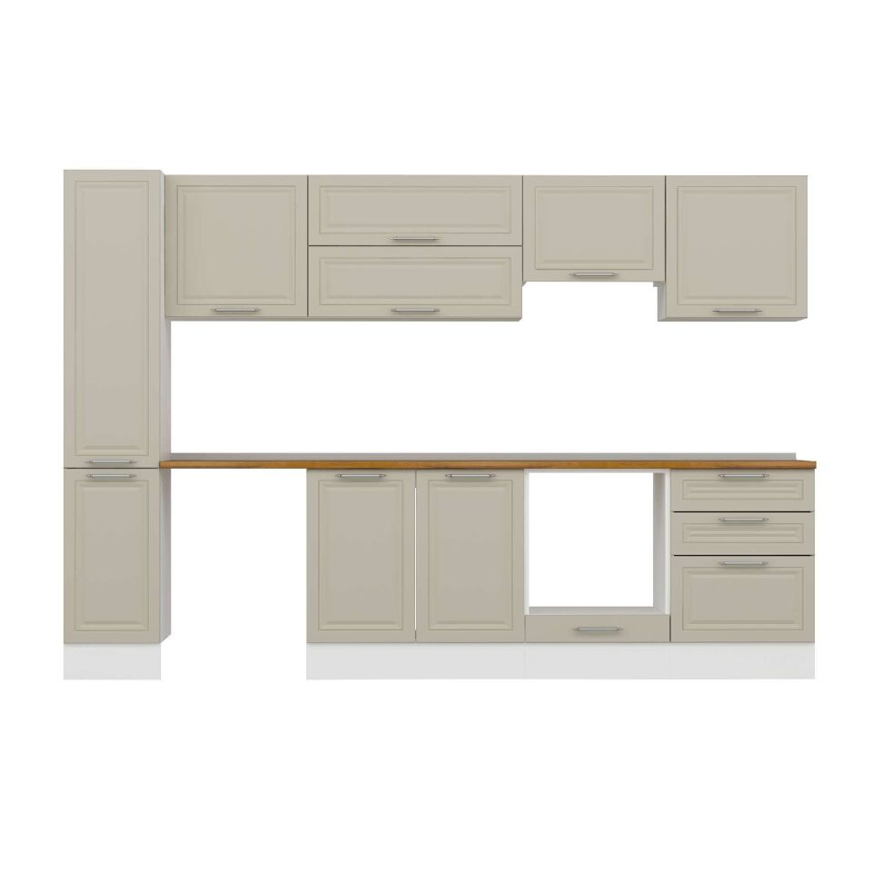 Alvinka 310X210 Cm Klasik Mebran Mutfak Dolabı Mb-E90B40S60-1 Mebran | Kumtaşı - Suntalam