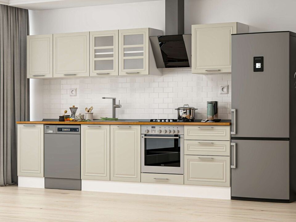 Alvinka 305X210 Cm Klasik Mebran Mutfak Dolabı Beyaz Beyaz M-E80S45S60-3