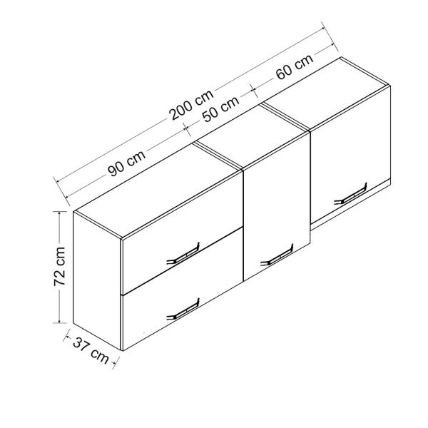 Minar 200 Cm Mutfak Dolabı Beyaz 200-B7-Üst Modül