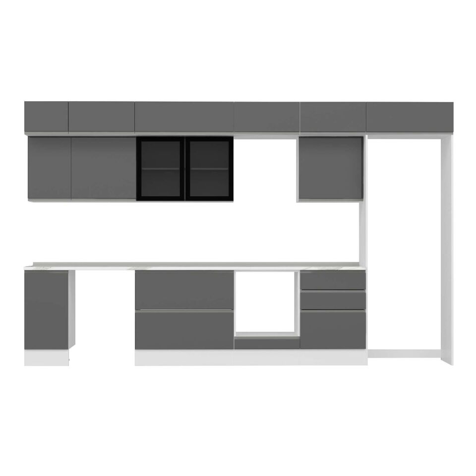 Alvinka 390X240 Cm High Gloss Mutfak Dolabı Mb-E90S40S60-3 High Gloss | Antrasit - Suntalam