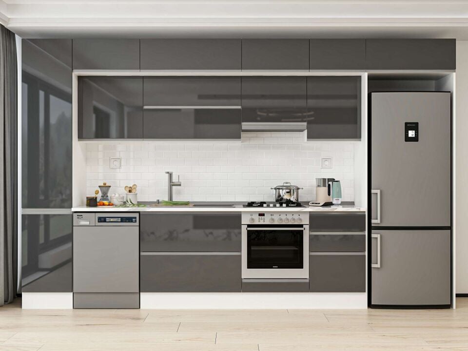 Alvinka 385X240 Cm High Gloss Mutfak Dolabı Mbb-E90B45S50-1