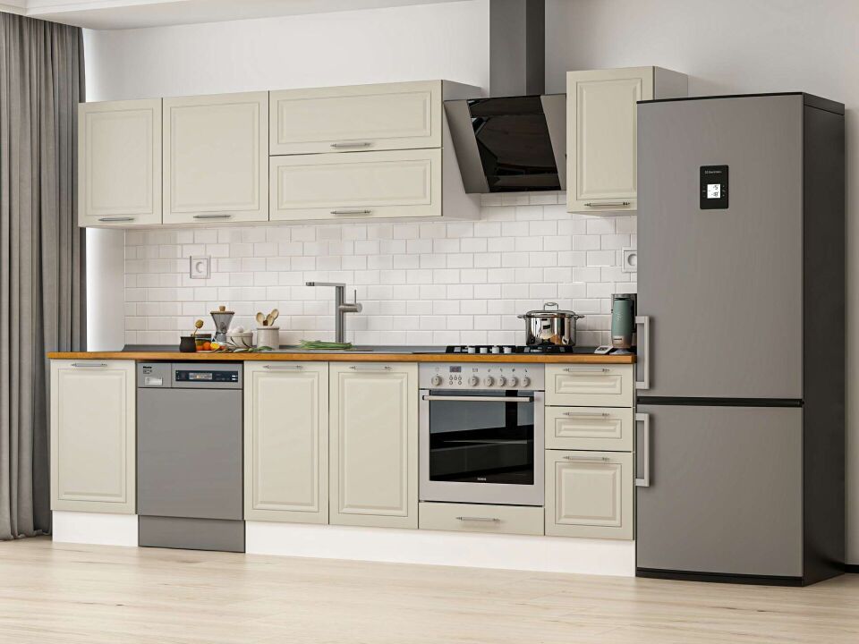 Alvinka 290X210 Cm Klasik Mebran Mutfak Dolabı Beyaz Beyaz M-E80S50S40-2