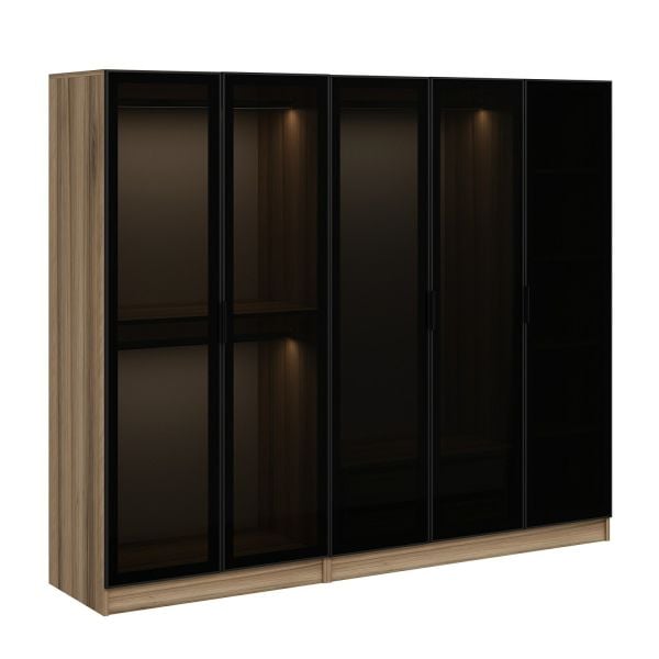 Kale 5 Füme Cam Kapaklı 2Ç Dolap Dore Füme Cam