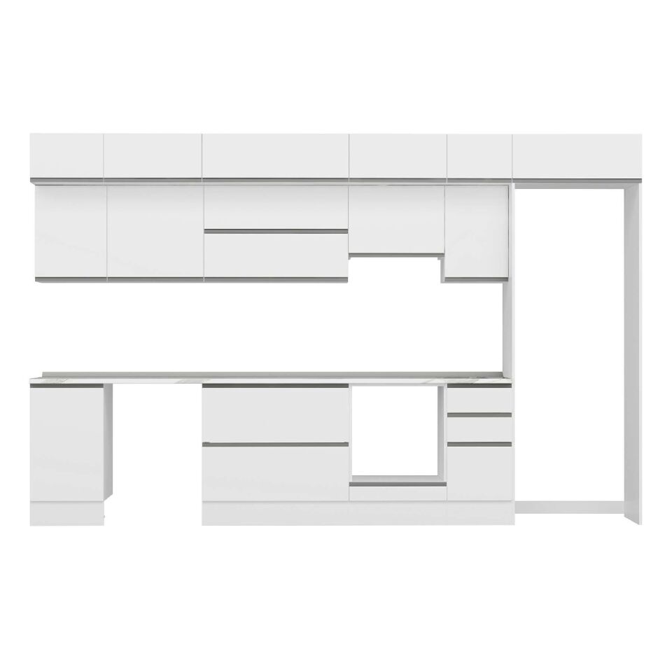 Alvinka 375X240 Cm High Gloss Mutfak Dolabı Mb-E90S45S40-1 High Gloss | Beyaz - Suntalam