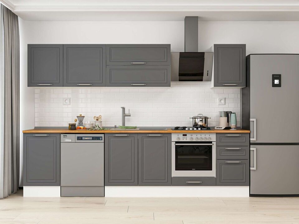 Alvinka 295X210 Cm Klasik Mebran Mutfak Dolabı Beyaz Beyaz M-E80S50S45-2