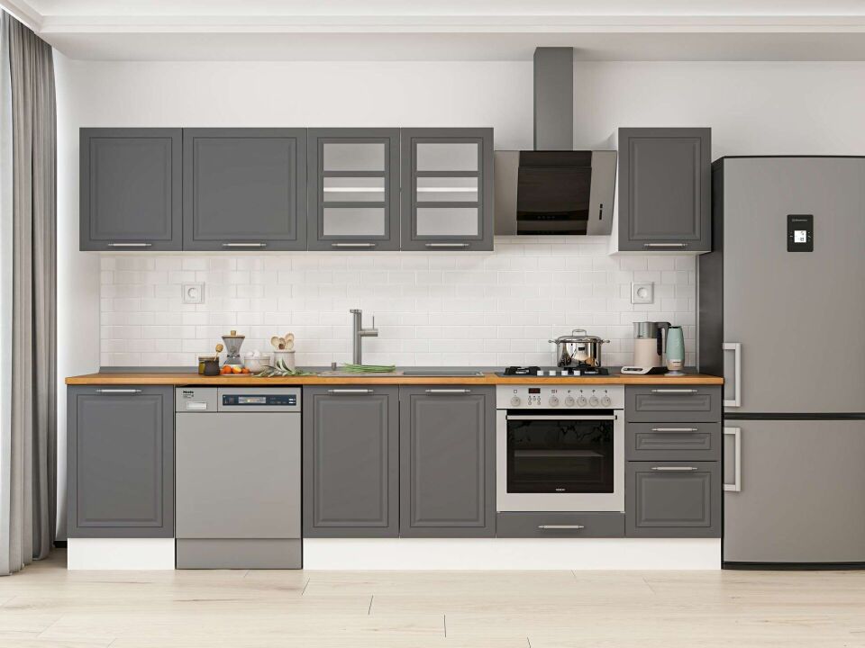 Alvinka 295X210 Cm Klasik Mebran Mutfak Dolabı Beyaz Beyaz M-E80S50S45-3