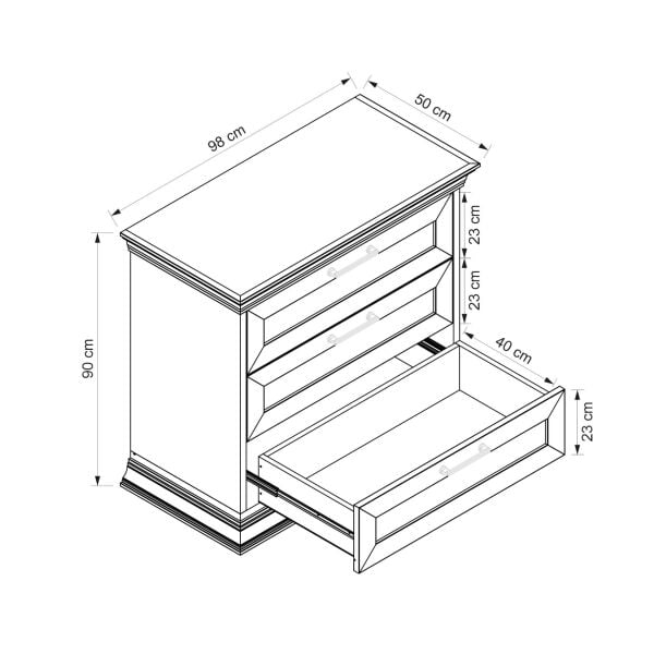 Retro 3 Çekmeceli Şifonyer - Rahle Ceviz