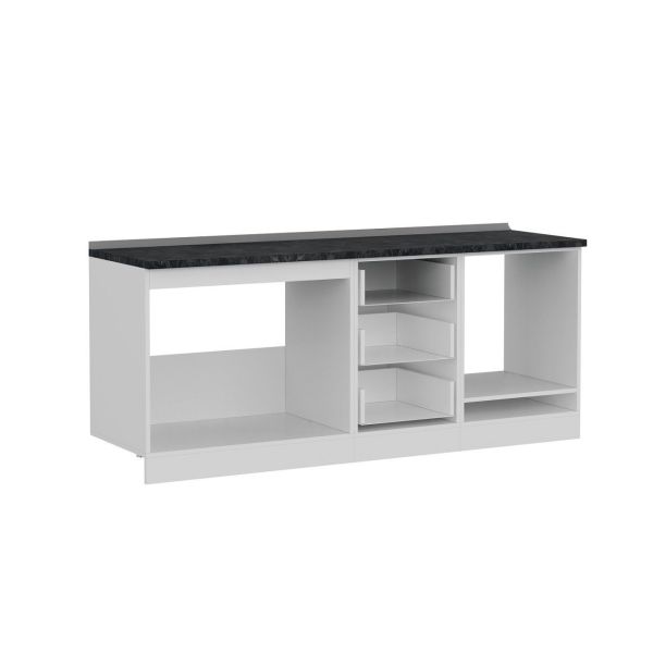 Minar 200 Cm Mutfak Dolabı Beyaz Dore 200-D3-Alt Modül