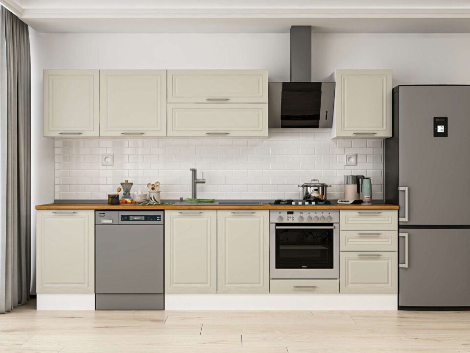 Alvinka 300X210 Cm Klasik Mebran Mutfak Dolabı Beyaz Beyaz M-E80S50S50-2