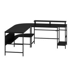 Minar Greta Raflı L Köşe Çalışma Masası - Mat Siyah