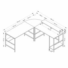 Minar Greta Raflı L Köşe Çalışma Masası - Mat Siyah