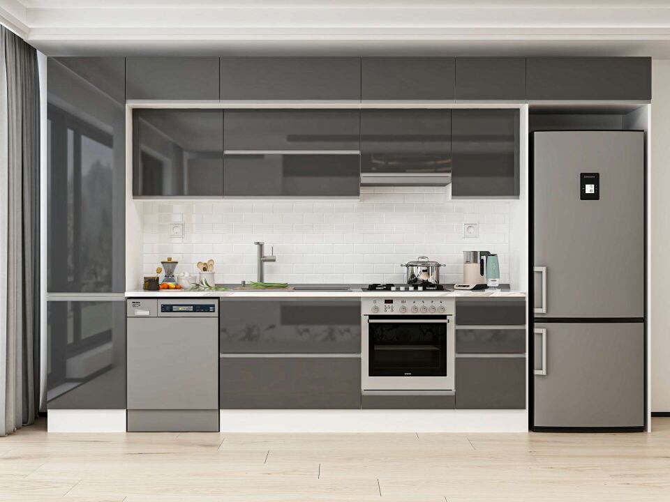 Alvinka 385X240 Cm High Gloss Mutfak Dolabı Mbb-E90B50S45-1