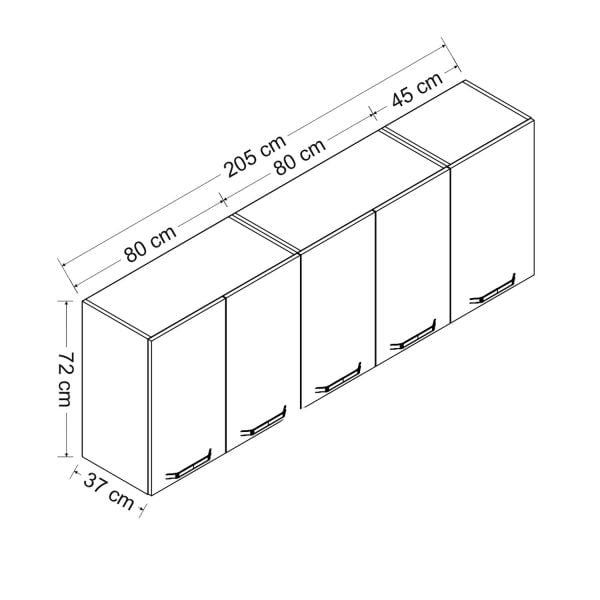 Minar 205 Cm Mutfak Dolabı Beyaz 205-B1-Üst Modül