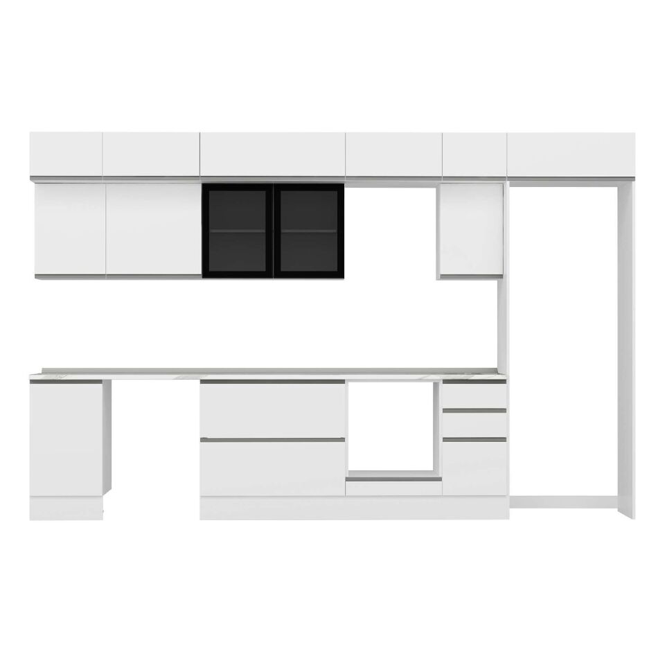 Alvinka 375X240 Cm High Gloss Mutfak Dolabı Mb-E90S45S40-3 High Gloss | Beyaz - Suntalam
