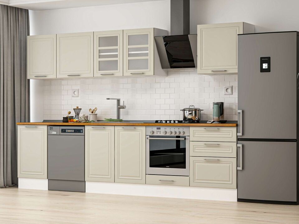 Alvinka 310X210 Cm Klasik Mebran Mutfak Dolabı Beyaz Beyaz M-E80S50S60-3