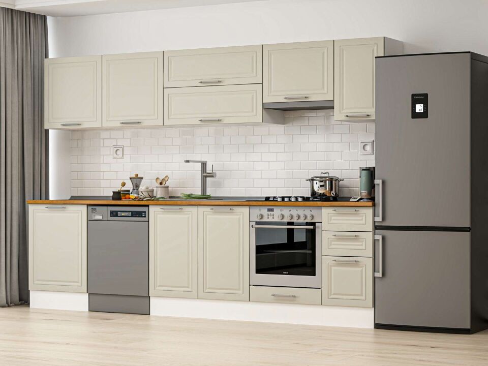 Alvinka 300X210 Cm Klasik Mebran Mutfak Dolabı Beyaz Beyaz M-E80S60S40-1