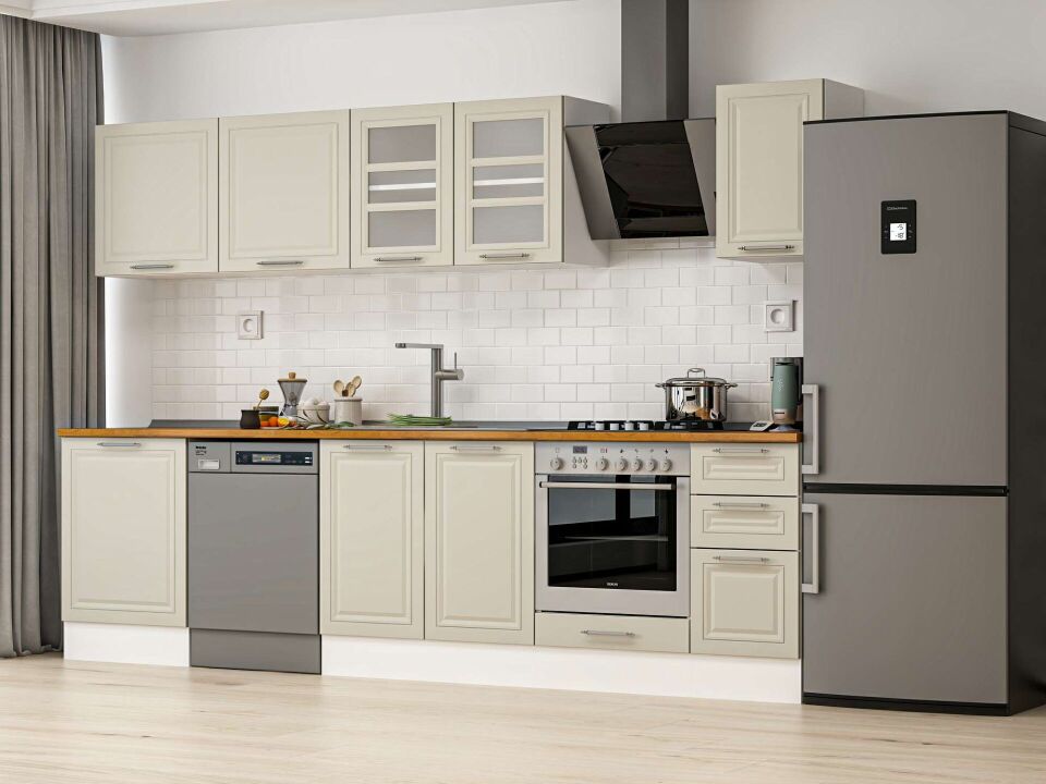 Alvinka 300X210 Cm Klasik Mebran Mutfak Dolabı Beyaz Beyaz M-E80S60S40-3