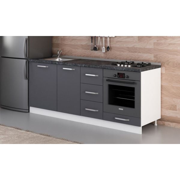 Minar 205 Cm Mutfak Dolabı Beyaz Antrasit 205-A3-Alt Modül