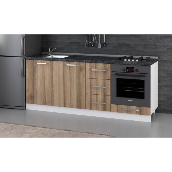 Minar 205 Cm Mutfak Dolabı Beyaz Dore 205-D3-Alt Modül