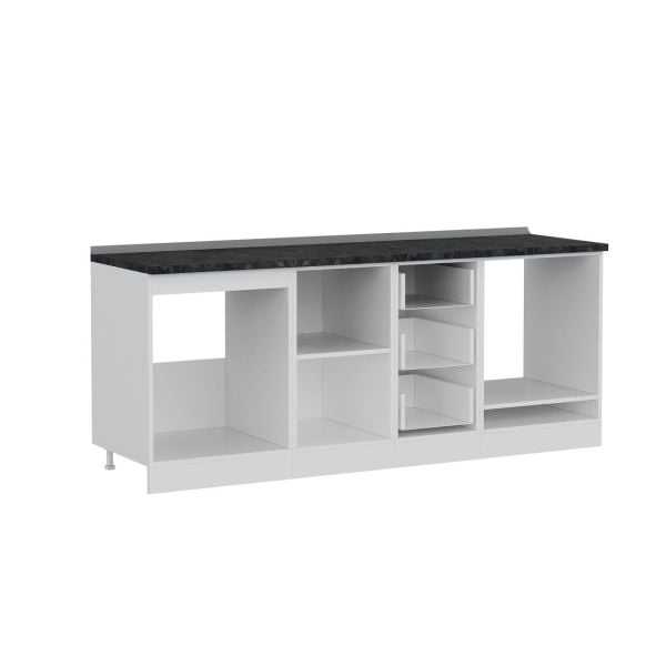 Minar 205 Cm Mutfak Dolabı Beyaz Dore 205-D3-Alt Modül