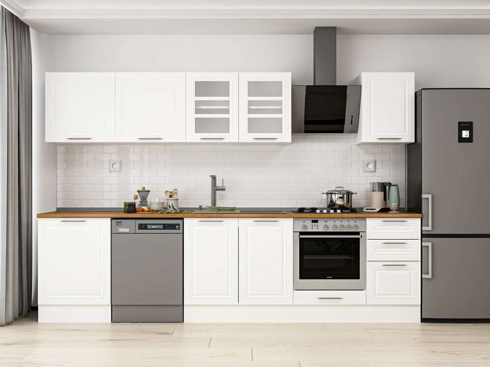 Alvinka 305X210 Cm Klasik Mebran Mutfak Dolabı Beyaz Beyaz M-E80S60S45-3