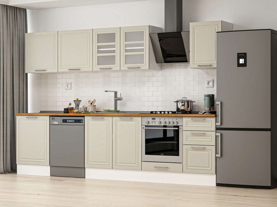 Alvinka 305X210 Cm Klasik Mebran Mutfak Dolabı Beyaz Beyaz M-E80S60S45-3