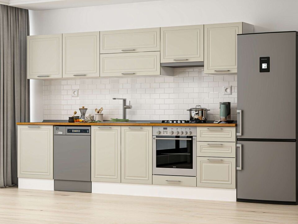 Alvinka 310X210 Cm Klasik Mebran Mutfak Dolabı Beyaz Beyaz M-E80S60S50-1