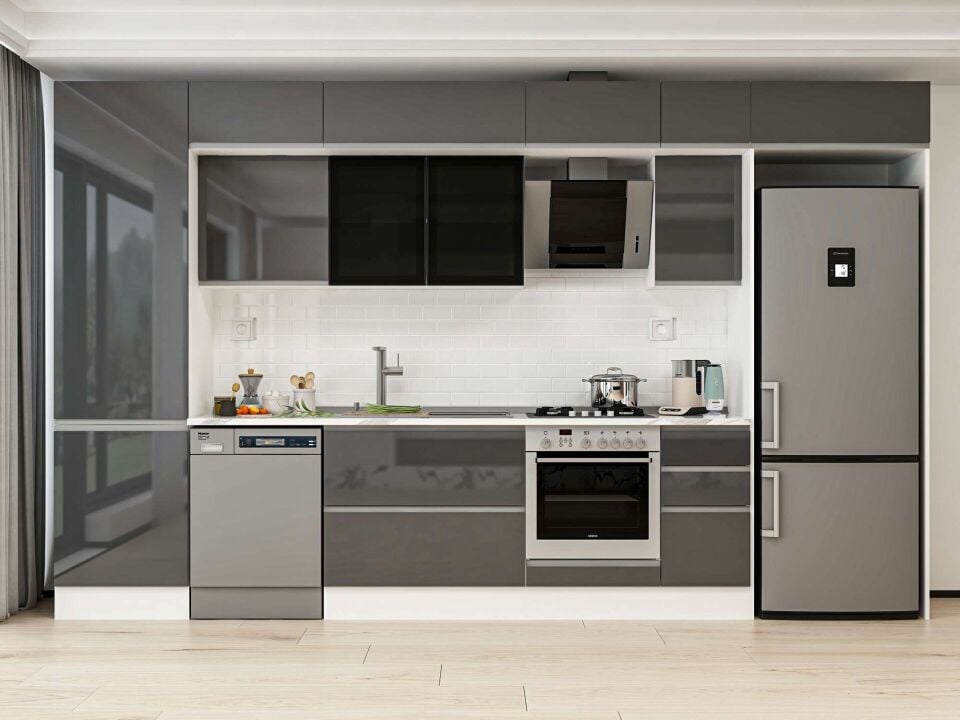 Alvinka 390X240 Cm High Gloss Mutfak Dolabı Mbb-E90B60S40-3