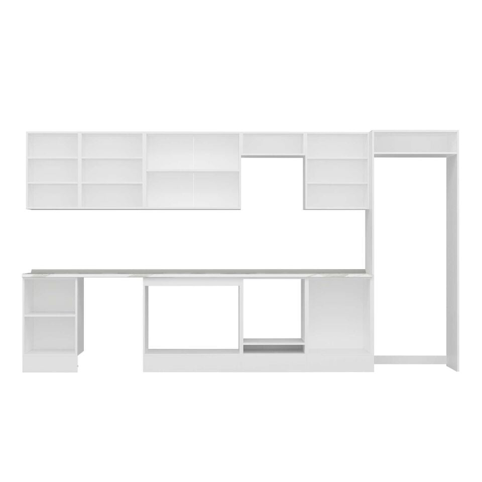 Alvinka 400X222 Cm Klasik Mebran Mutfak Dolabı Mb-E90S50S60-3 Mebran | Antrasit - Mdf