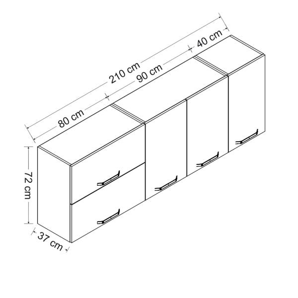 Minar 210 Cm Mutfak Dolabı Beyaz 210-B2-Üst Modül