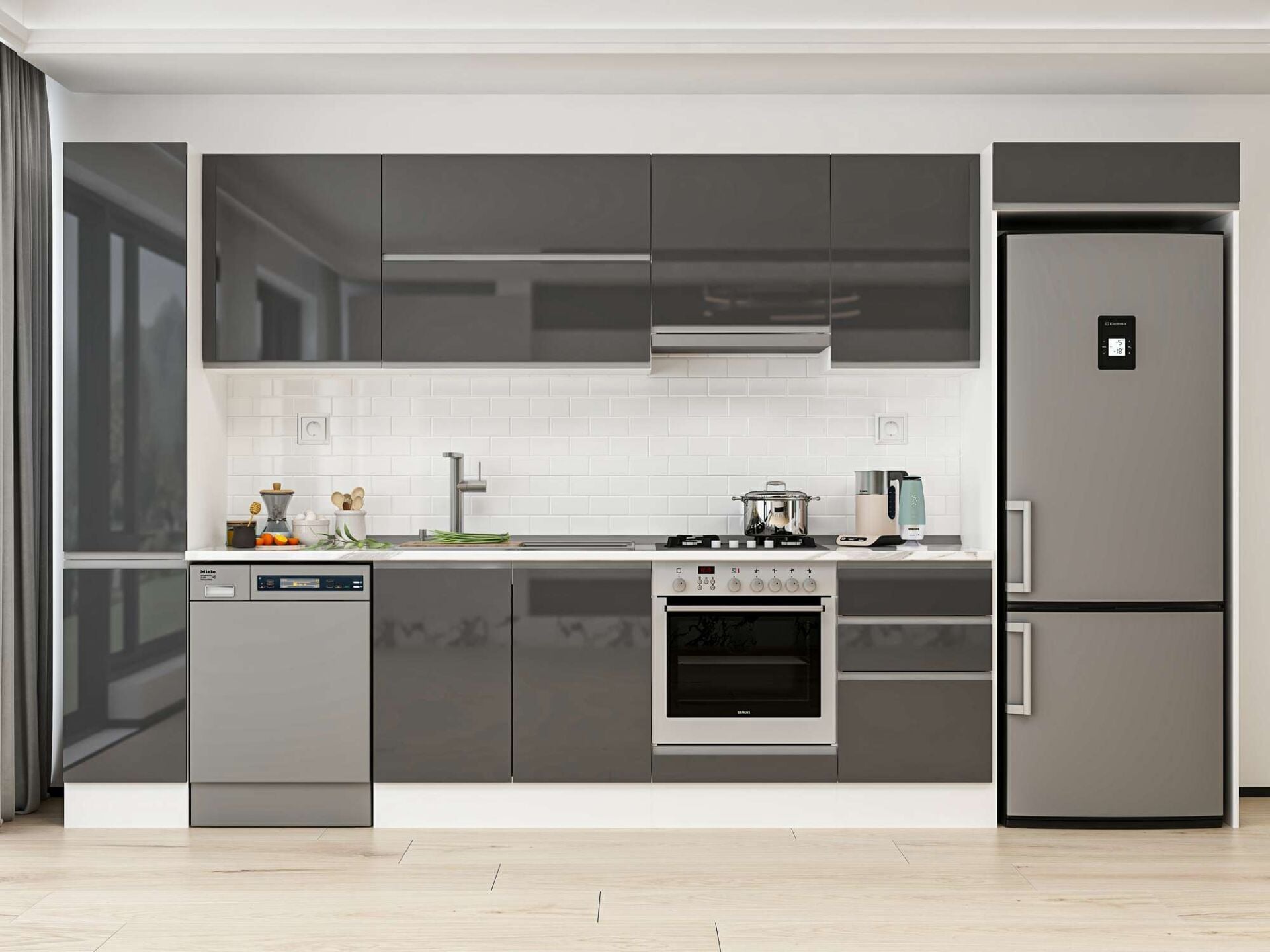 Alvinka 370X222 Cm High Gloss Mutfak Dolabı Mbb-E80B40S50-1 High Alvinka 370X222 Cm High Gloss Mutfak Dolabı Mbb-E80B40S50-1 High