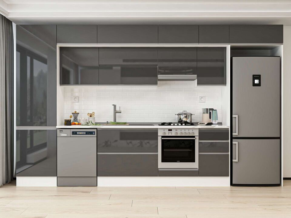 Alvinka 395X240 Cm High Gloss Mutfak Dolabı Mbb-E90B60S45-1