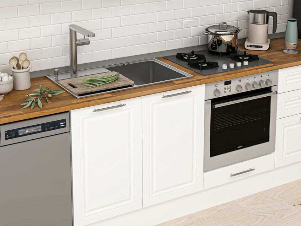 Alvinka 320X210 Cm Klasik Mebran Mutfak Dolabı Beyaz Beyaz M-E80S60S60-1