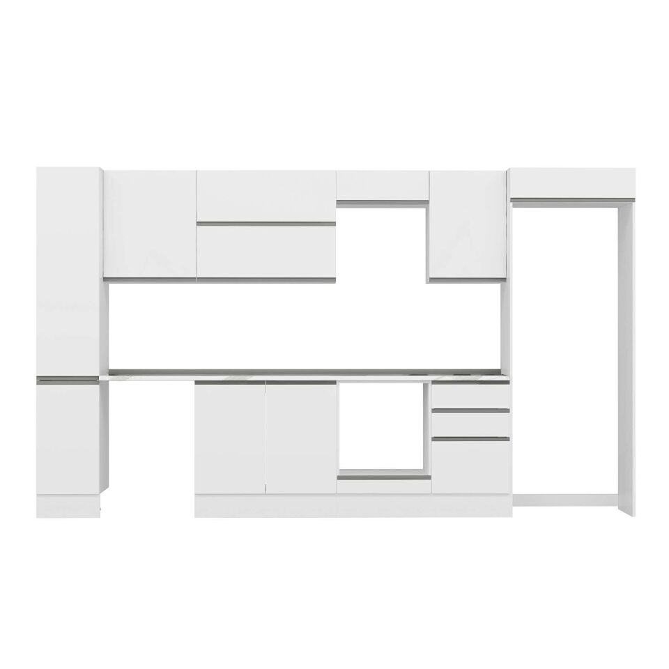 Alvinka 370X222 Cm High Gloss Mutfak Dolabı Mbb-E80B40S50-2 High Gloss | Beyaz - Suntalam