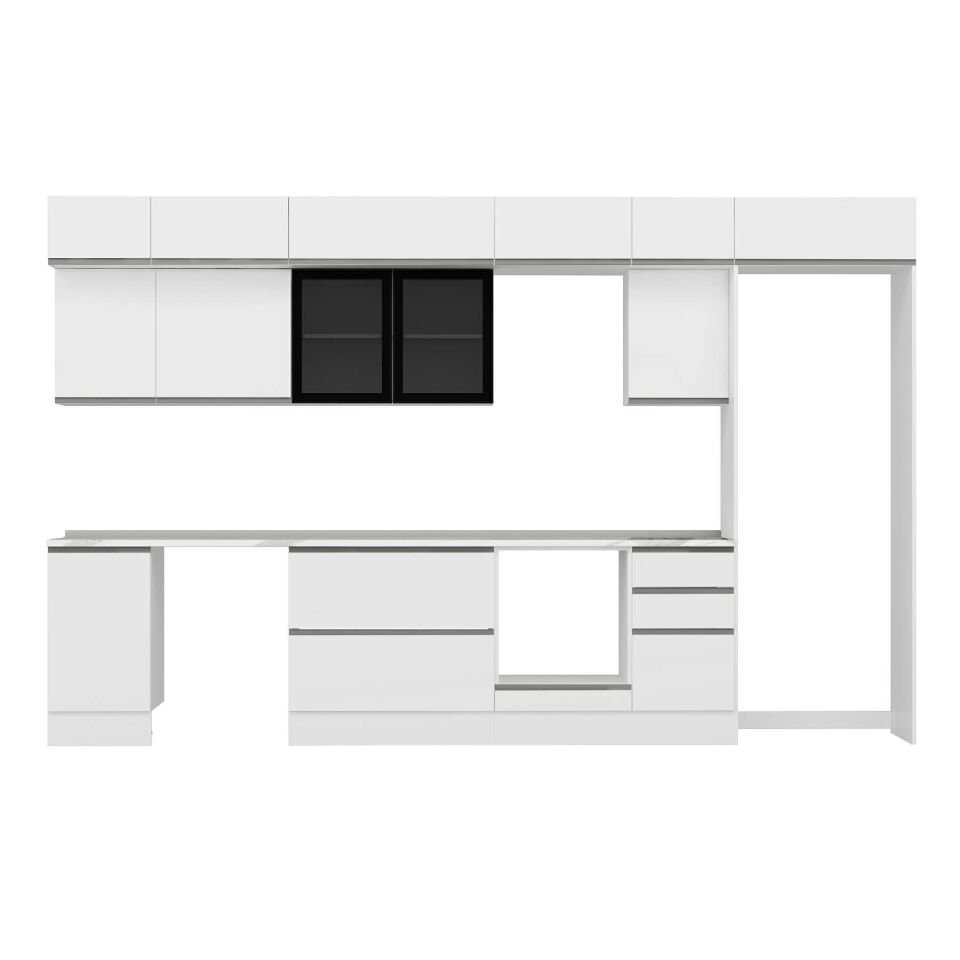 Alvinka 380X240 Cm High Gloss Mutfak Dolabı Mb-E90S45S45-3 High Gloss | Beyaz - Mdf