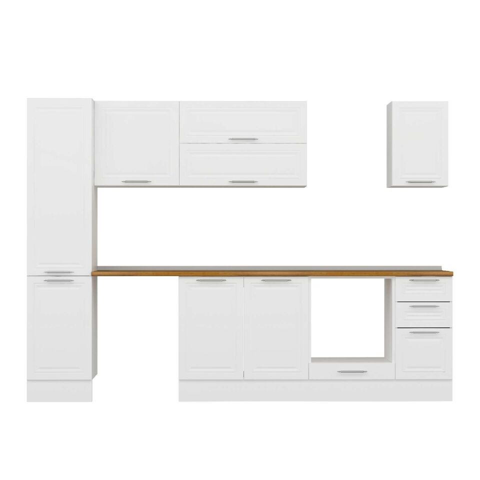 Alvinka 295X210 Cm Klasik Mebran Mutfak Dolabı Mb-E90B45S40-2 Mebran | Beyaz - Mdf
