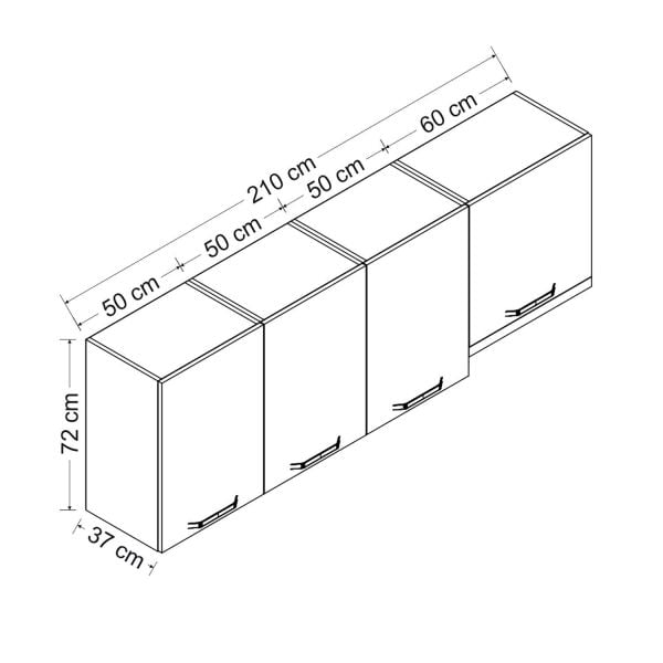 Minar 210 Cm Mutfak Dolabı Beyaz 210-B7-Üst Modül