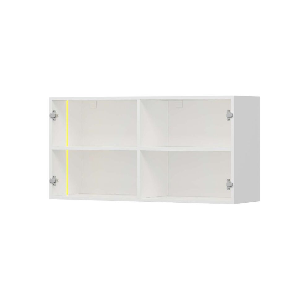 Alvinka Mutfak Ledli Modül Üst 2Dk1R 120-H60Cm Mbr C Cam  Beyaz Antrasit Mdf Gövde