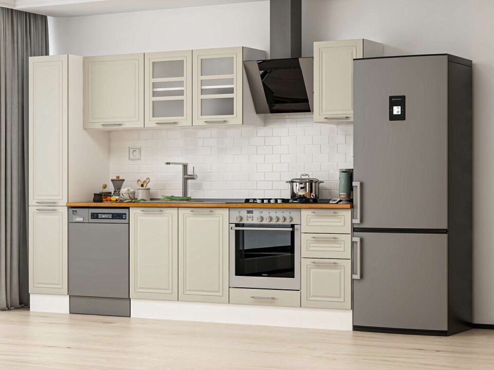 Alvinka 280X210 Cm Klasik Mebran Mutfak Dolabı Beyaz Beyaz Mb-E80B40S40-3