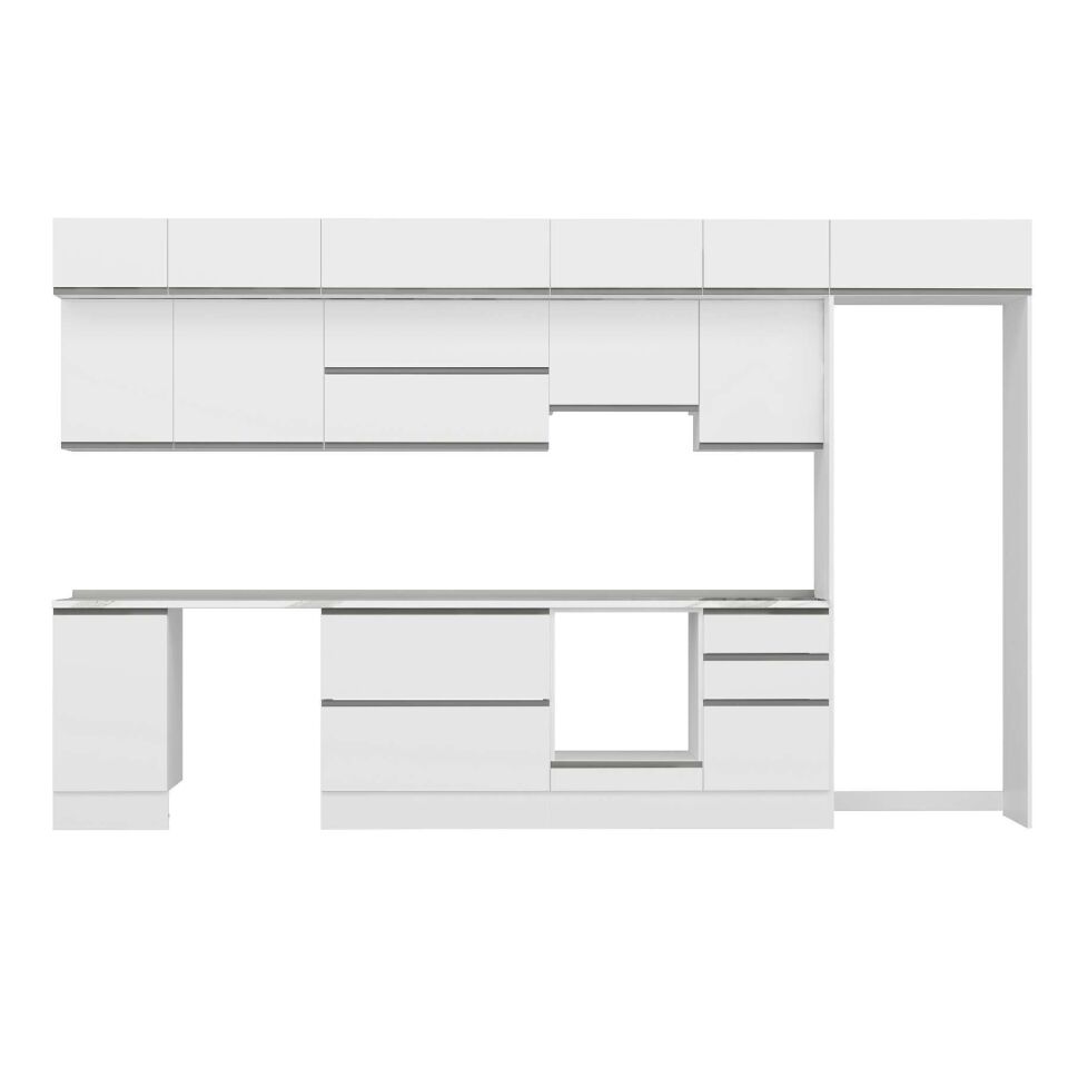 Alvinka 385X240 Cm High Gloss Mutfak Dolabı Mb-E90S45S50-1 High Gloss | Beyaz - Mdf