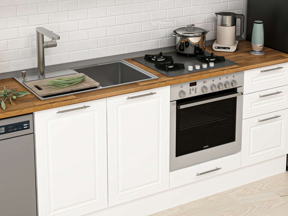 Alvinka 285X210 Cm Klasik Mebran Mutfak Dolabı Beyaz Beyaz Mb-E80B40S45-1