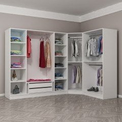 Minar Kale190 7 Kapaklı 2Ç Köşe Dolap Beyaz Mebran