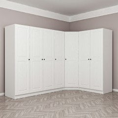 Minar Kale190 7 Kapaklı 2Ç Köşe Dolap Beyaz Mebran