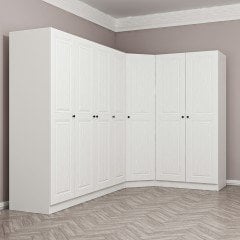 Minar Kale190 7 Kapaklı 2Ç Köşe Dolap Beyaz Mebran