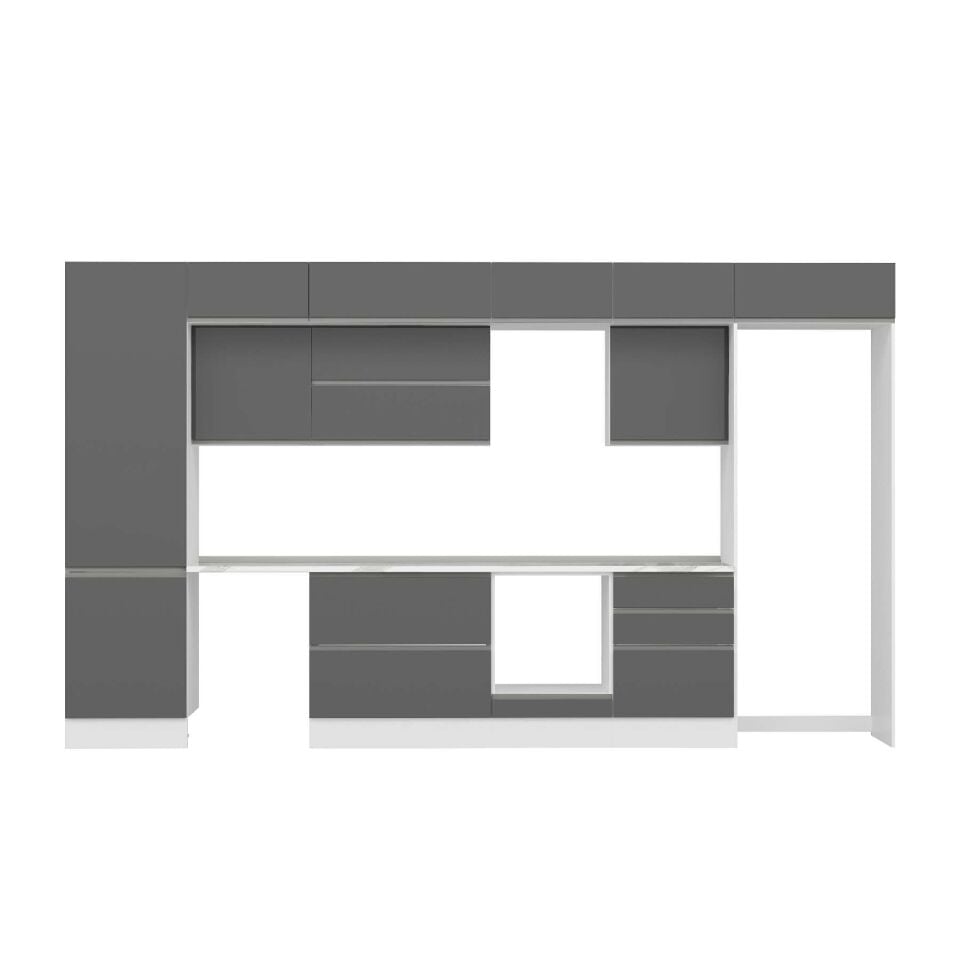 Alvinka 410X240 Cm High Gloss Mutfak Dolabı Mbb-E90B60S60-2 High Gloss | Beyaz - Mdf