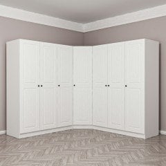 Minar Kale190 7 Kapaklı 4Ç Köşe Dolap Beyaz Mebran