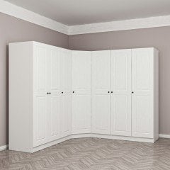 Minar Kale190 7 Kapaklı 4Ç Köşe Dolap Beyaz Mebran