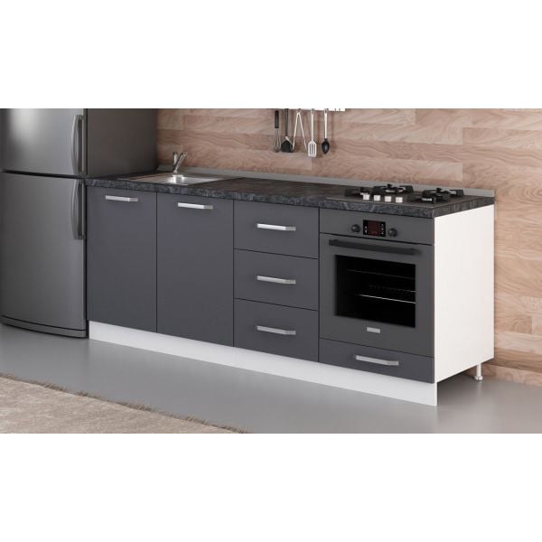 Minar 210 Cm Mutfak Dolabı Beyaz Antrasit 210-A6-Alt Modül